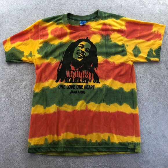 Bob Marley Men's T-Shirt Medium Tie-Dye Short Sleeve Hippie Casual - Picture 8 of 9